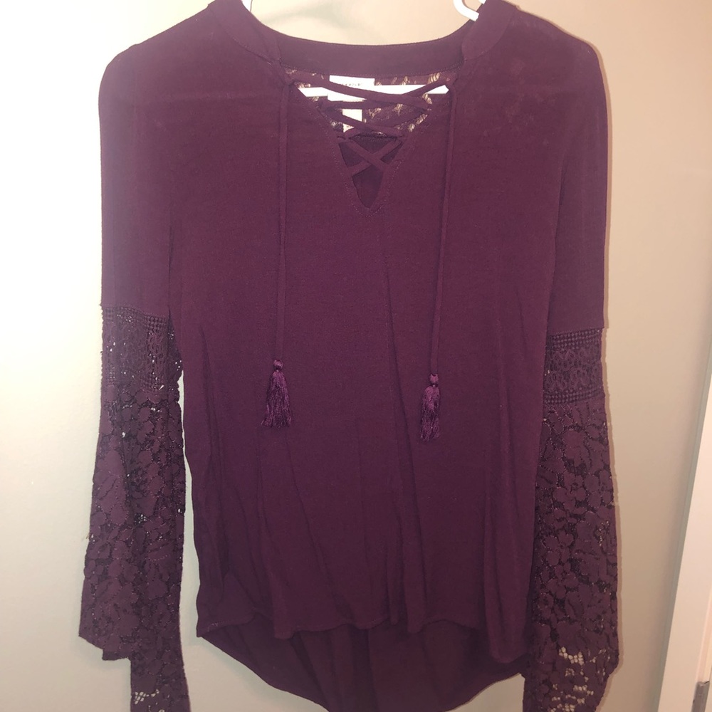 Knox Rose: Plum Long Sleeve Lace Top